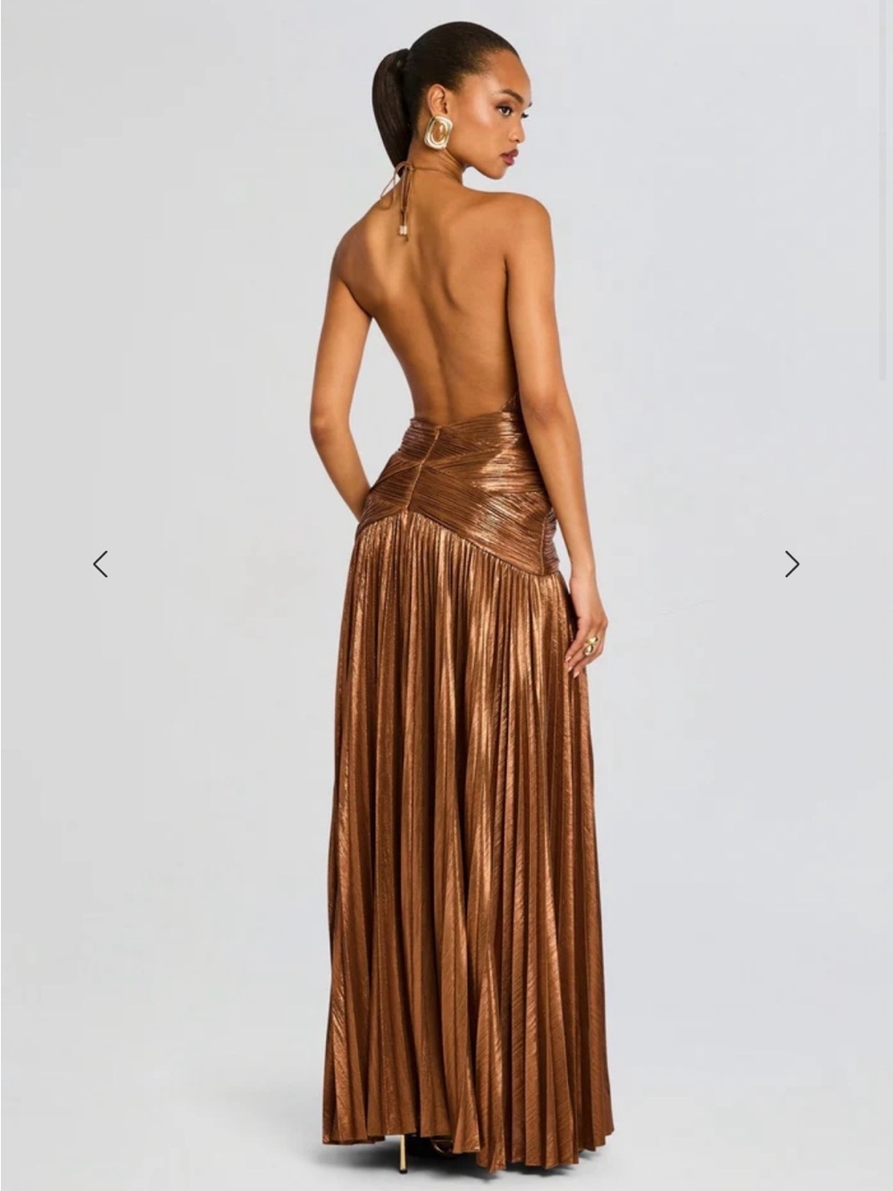 Retrofete Amberley Metallic Copper Sepia Brown Gown - Picture 4 of 4